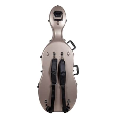 Crossrock 3/4 and 4/4 Size Cello Case | ABS Molded Hardshell with Wheels, Accessory Pocket, 2 Bow Holders, Security Lock, and Detachable Straps-Champagne image 4