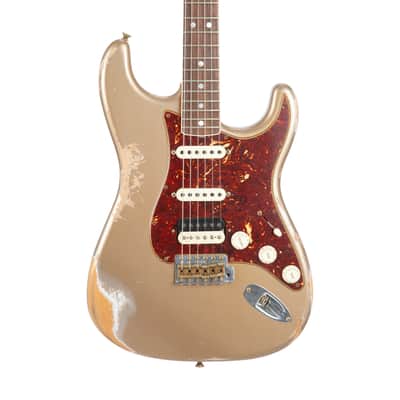 2022 Fender Custom Shop LTD 1967 HSS Heavy Relic Stratocaster Guitar, Aged Shorline Gold, CZ55XXXX image 4
