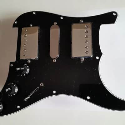 Handmade prewired HSH neodymium Strat pickguard with HB split switch TR BL and mid PU cutoff switch. PAF style HB's. image 5