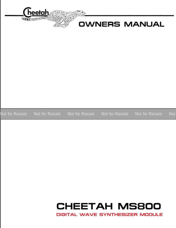 Cheetah MS800 Owners Manual image 1