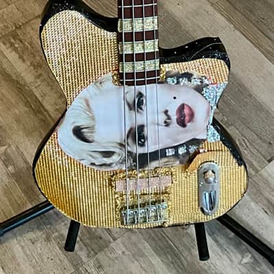 4-String Bass Guitar - Black & Gold Sparkle image 1