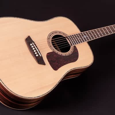 Washburn HD80S-L Heritage Elite, Solid Spruce / Striped Ebony Body image 3
