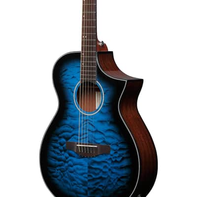Ibanez AEWC16QA Auditorium Acoustic-Electric Guitar Transparent Blue Sunburst image 7