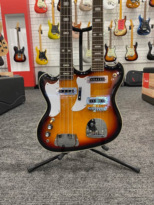 Eastwood 4/6 Doubleneck Left-Handed Electric/4-String Bass Guitar, Maple Fingerboards, Sunburst image 1