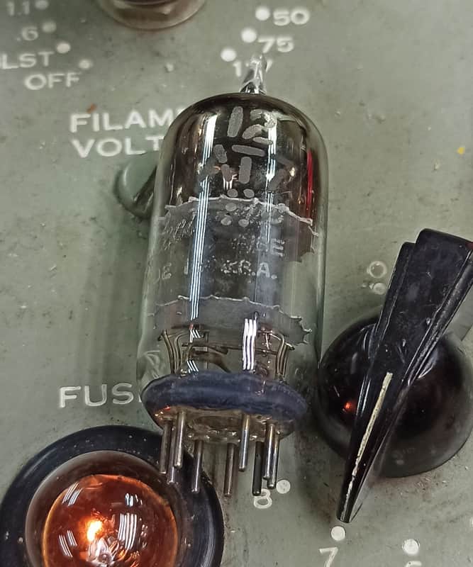 50s GE slanted square getter 12AT7 ECC81 audio amplifier tube image 1