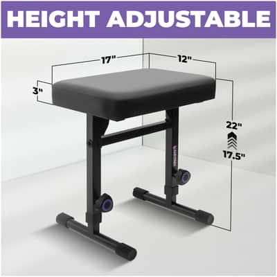 Liquid Stands Adjustable Piano Bench Stool - Black Padded Cushion for Musicians (PU Leather) image 2