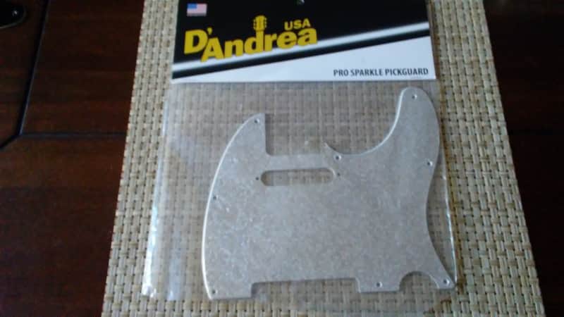 D'Andrea Silver Sparkle Telecaster Tele Pickguard, 8-hole image 1