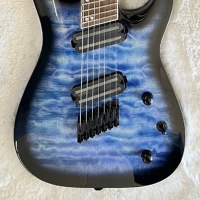 Jackson X Series Soloist Arch Top SLATX7Q 7-String Guitar, Trans Blue Burst image 1