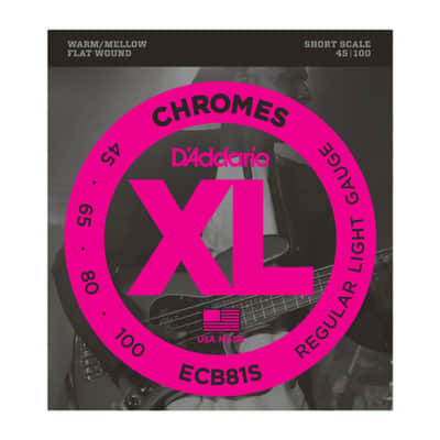D'Addario Bass Chromes Flat 45-100 45-65-80-100, ECB81S - String Set for 4 String Bass Guitar image 1