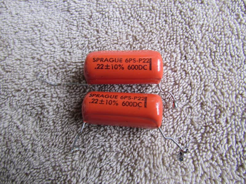 Sprague 6PS-P22 Capacitors Orange Set Of 2 Used But Good Condition image 1