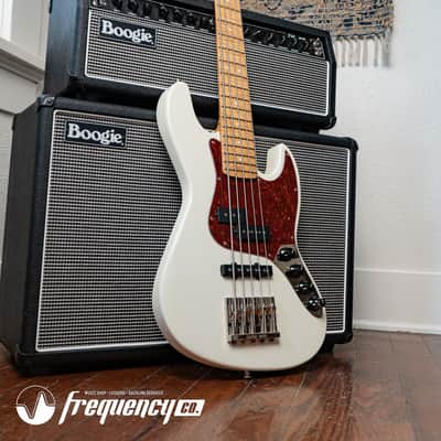 Gregg Guitars PJ5 Bass in Olympic White with an Chambered Ash Body and Roasted Flamed Maple Neck image 5