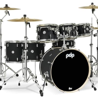 PDP Concept Maple Satin Black Finish Ply 7-Piece Drum Set PDCM2217BK image 1