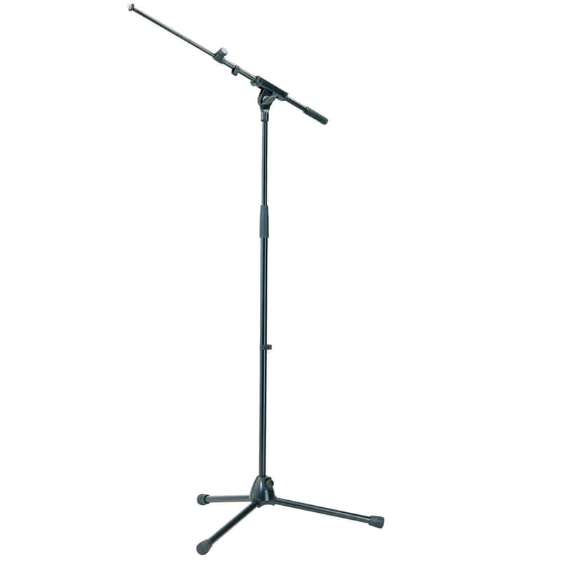 K&M König & Meyer 21075.500.55 Tripod Microphone Stand - Adjustable Telescoping 1-Piece Boom Arm - Professional Grade - Heavy Duty with Folding Leg Base - German Made - Black image 1