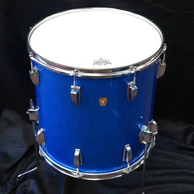 Vintage 1967 - Ludwig USA 16x16" Maple Floor Tom w/ Legs - Blue Sparkle Wrap image 6