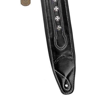 Walker and Williams C-35 Black Premium Leather Double Padded Strap with Metal Studs image 2