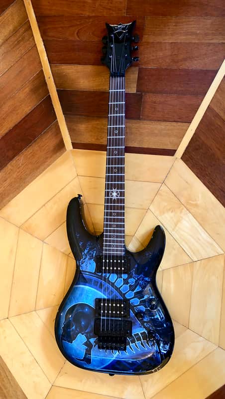 NEW DBZ Barchetta Neck Thru Electric Guitar- Floyd Rose-Trans Blue, Skull Gloss Korea image 1
