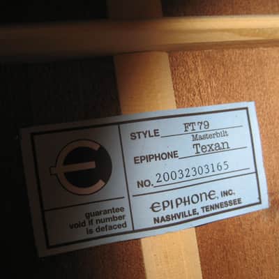 Epiphone Masterbilt Tribute Texan FT79 Acoustic/Electric Guitar~2000 ~ w/Hard Case~Excellent~Fishman image 7