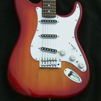 X-Light 6.2 lb. Cherry-Burst Stratocaster with Rosewood/Roasted Flame Maple Neck + 7 Sound Switching +Treble Bleed+ Working Bridge Tone+ Frets leveled, Crowned and Polished +Grover 406C Locking Tuners!! image 4