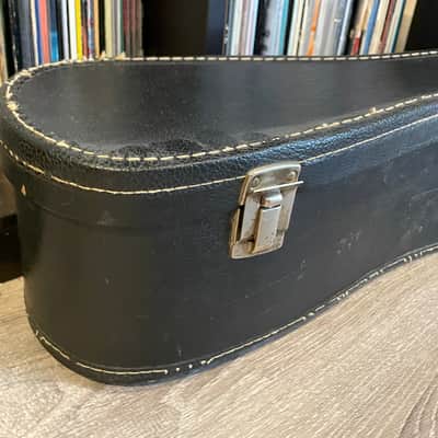 Vintage Acoustic Guitar Case 1960’s-1970’s Black w Orange Gold Interior image 8