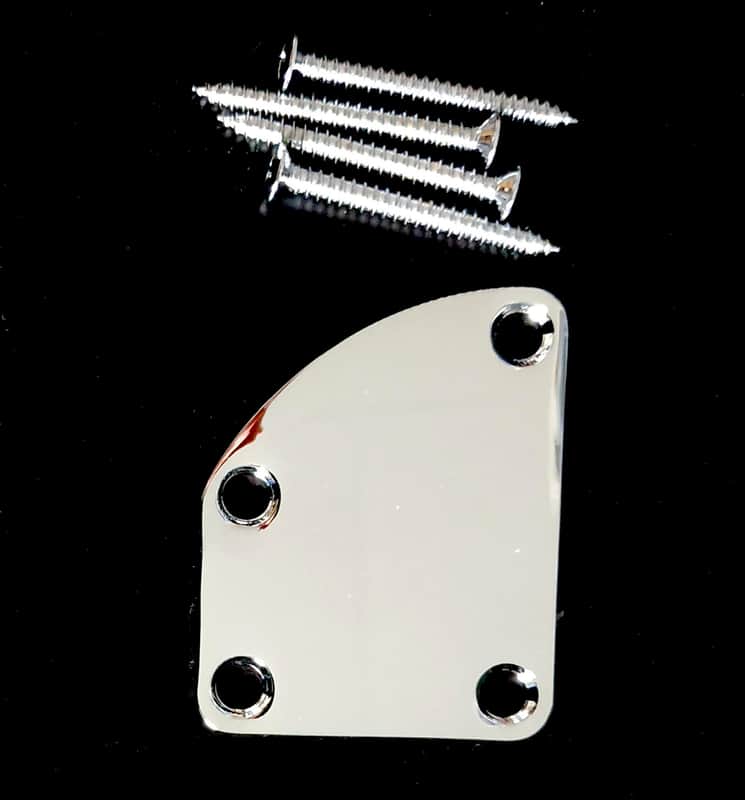 Chrome handle LP / strat style Neck plate + 4 screws image 1