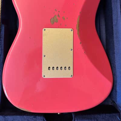 Fender Custom Shop Roasted 1956 Stratocaster Relic Faded Aged Fiesta Red Poblano Pickups image 7