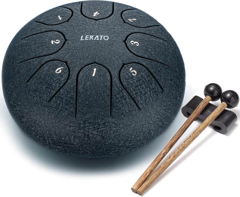 LEKATO Steel Tongue Drum 6 Inch 8 Notes Steel C Key Handpan Drum Percussion For Beginner with Song Book Drum Mallets Christmas Gift image 1