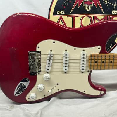 Fender Highway One Stratocaster Guitar 2002 - Crimson Red Transparent / Maple neck image 2