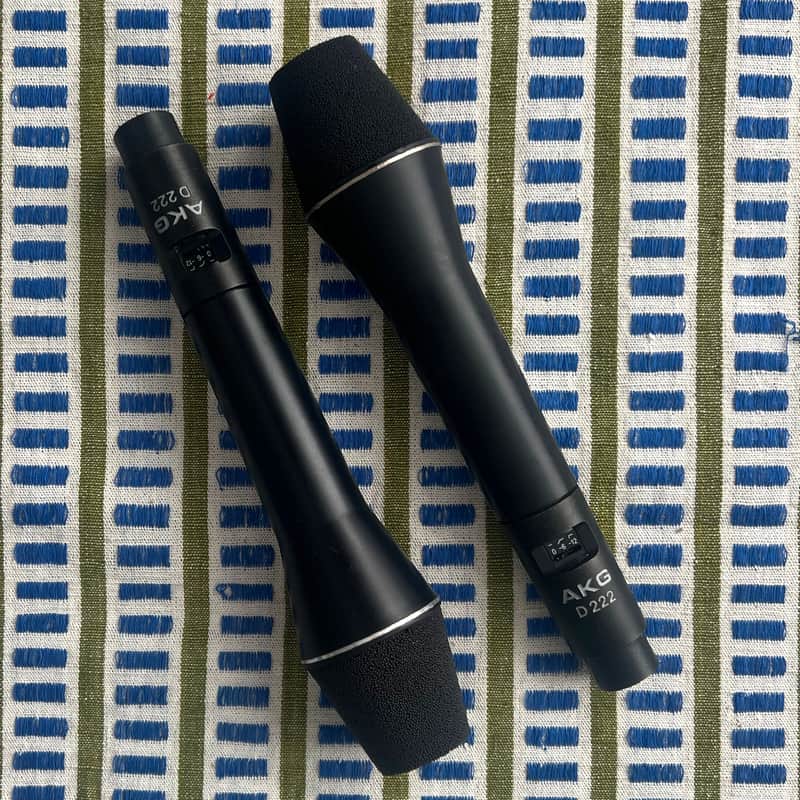 *serviced pair* 1970 AKG D-222 "Sound Rocket" Two-Way Dynamic Microphones D222 image 1