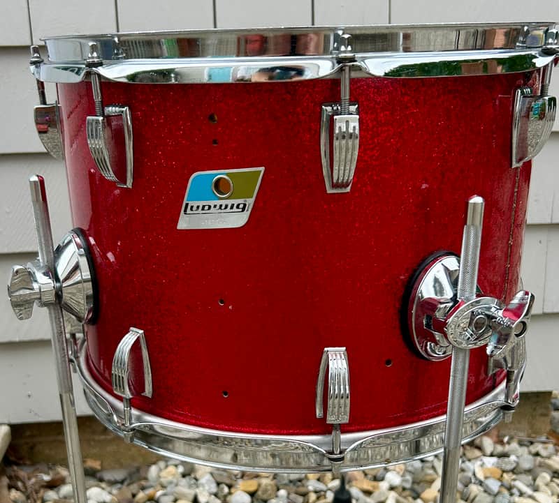 Ludwig 10x14 Floor Tom 70s Blue Olive Badge Red Sparkle image 1