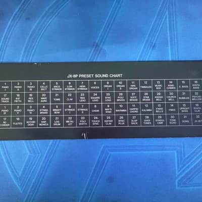 Roland JX-8P - preset Patch list magnet Roland JX-8P