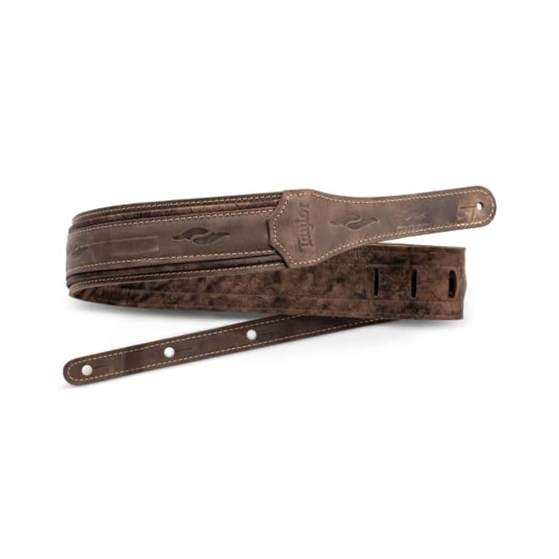 Taylor Element Distressed Leather Guitar Strap - Dark Brown 3" image 1