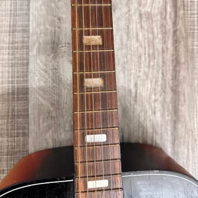 Vintage Tiesco Checkmate Guitar 1970 Sunburst 6 String Classical Flattop image 7