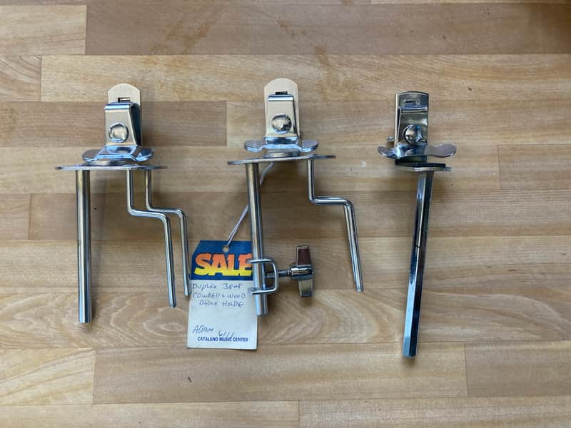 3 Vintage Wood Block/Cowbell Clamps/Attachments Bild 1