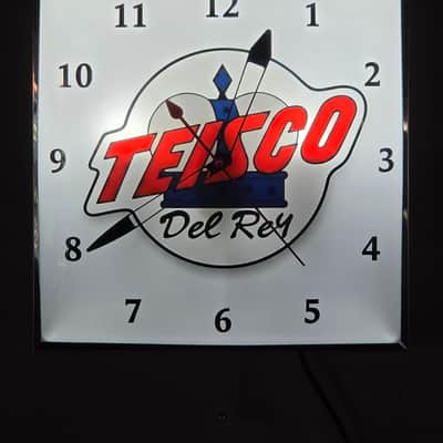 1960's Teisco Del Ray Guitars Dealer Style Light-Up Clock Killer Cool Man Cave/Garage Item Color Changing