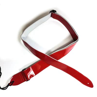 Premium Red Patent Leather Guitar Strap - Shiny Red Leather Guitar Strap - 100% image 3