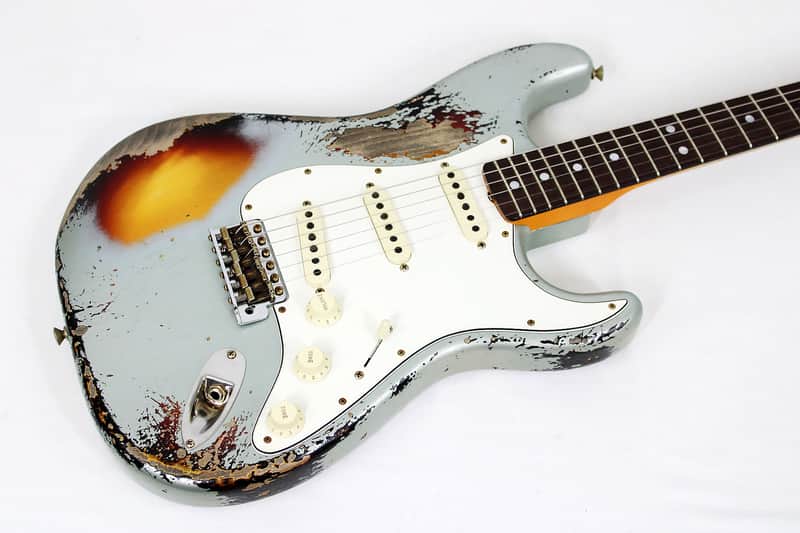 2025 Fender Custom Shop 1965 Stratocaster Super Heavy Relic - Super Faded Aged Firemist Silver over 3 Color Sunburst image 1