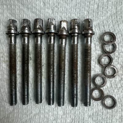 Rogers Lot of 7 Vintage 2” Tom Snare Drum Tension Rods + Washers 70s - Chrome image 1