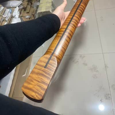 5-string electric bass neck jazz bass stainless steel 21 frets Roasted flame Maple guitar neck 34inch hole 18mm image 4