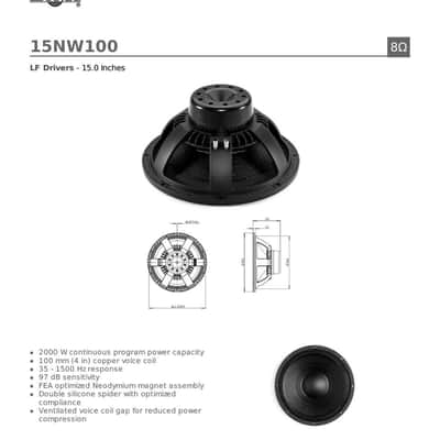 B&C R15NW100 15" Recone Kit For 15NW100 Neodymium Subwoofer Speaker 2000W 8-Ohms image 4