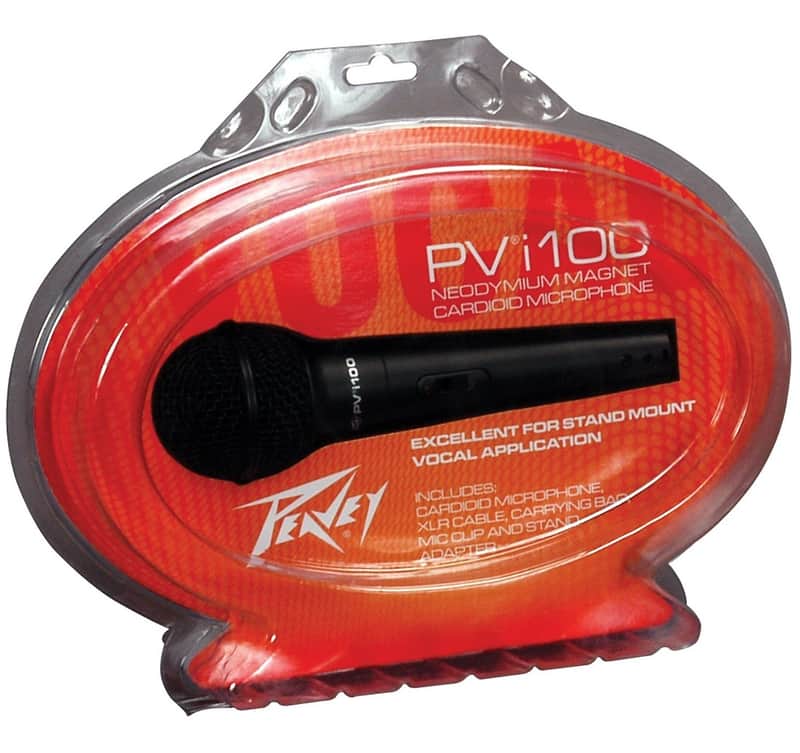 Peavey Pvi 100 Dynamic Vocal Cardiod Microphone with XLR Cable and Clip image 1