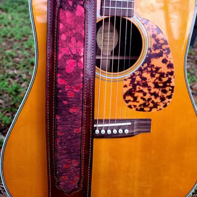 Cajun Bloodline - Handcrafted Full-Grain Leather Guitar Strap with Hair-on Cowhide image 4
