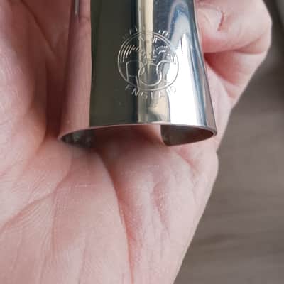Rare ROC made in England nickel plated cap & ligature for tenor saxophone mouthpiece. image 3
