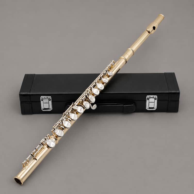 Professional C Key 16 Closed Hole Concert Flute with E Split Key – Student & Beginner School Band Transverse Flute with Carrying Case | Back-to-School Woodwind Instrument image 1
