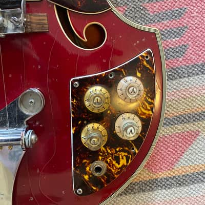 Kent 834 1960's Cherry Red Semi Hollowbody Guitar with white trim image 9