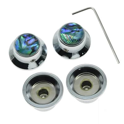 Les Paul Chrome Abalone Top Hat Metal Bell Knobs with Screw (Set of 4) image 4