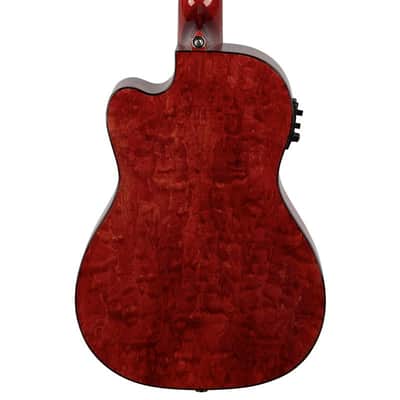 Lanikai Quilted Maple Red Stain Baritone A/E Ukulele with Foam Case (QM-RDCEB) image 3
