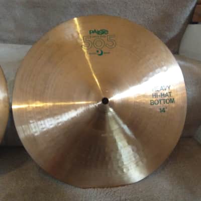 Paiste Vintage series 505 green label 14 in hi hat cymbals, 953/1109 grams excellent condition! image 3