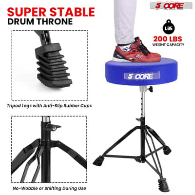 5 Core Drum Throne 3" Padded Drum Seat Height Adjustable Drumming Chair for Practice and Performance image 8