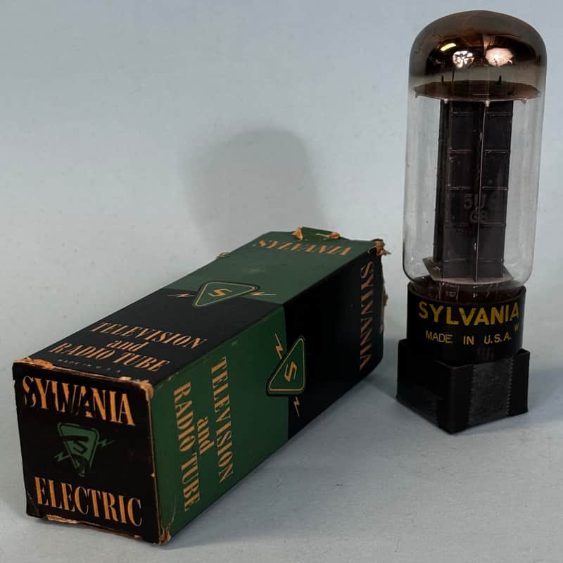 1950s Sylvania 5U4GB Vintage Black Plate Halo Getter Rectifier Tube!T395 image 1