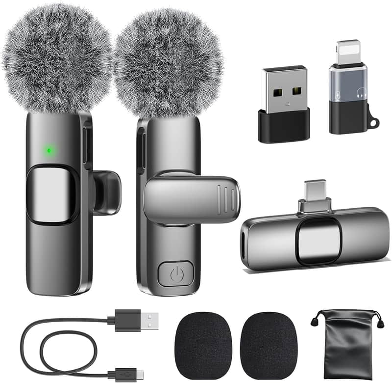 USB C Mini Microphone for iPhone 16/15/14/Android, Wireless Lavalier Microphone with Noise Reduction, Lapel Lav Mic for Vlog YouTube TikTok Recording, 12H, 65ft image 1